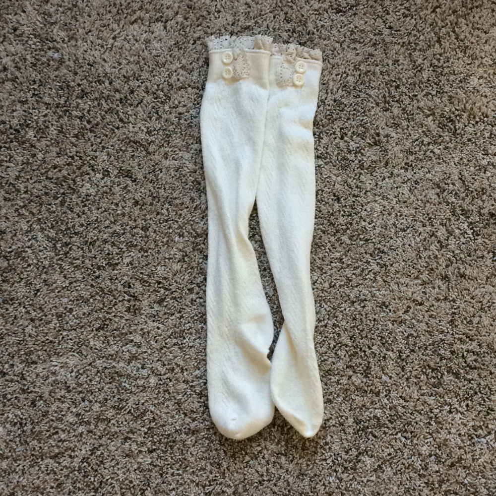 Knee high socks with buttons and lace